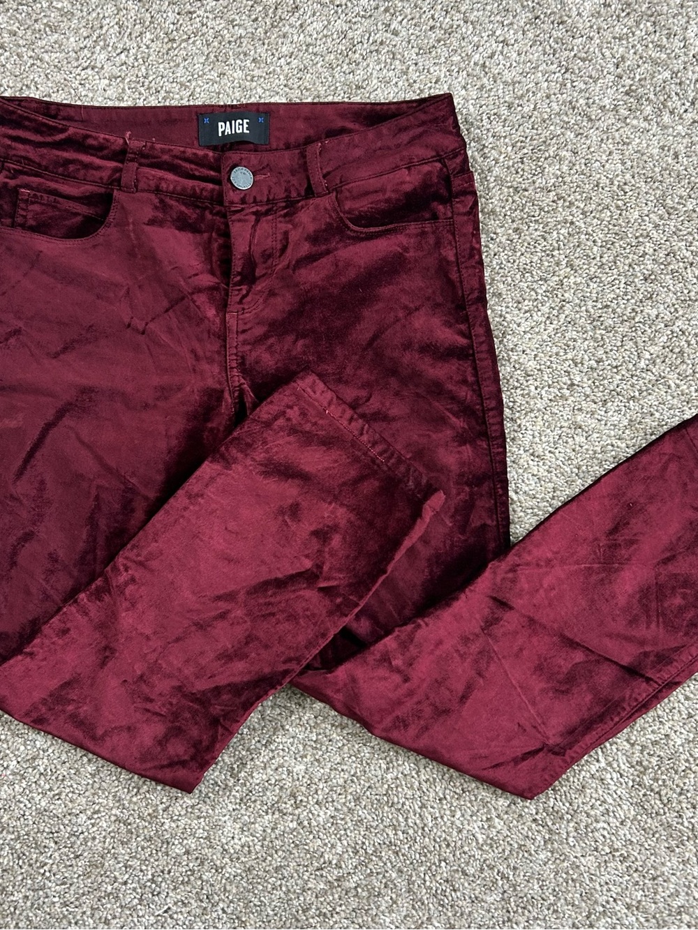 PAIGE Velvet Skinny Jeans in Wine